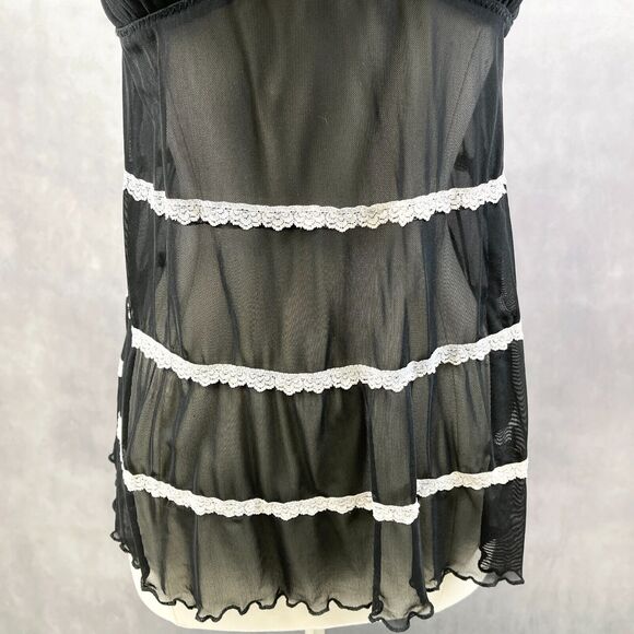 Y2K Cami Tank Womens Size US 8 Frilly Chemise Mesh Lace Whimsigoth Fairycore - Picture 3 of 9